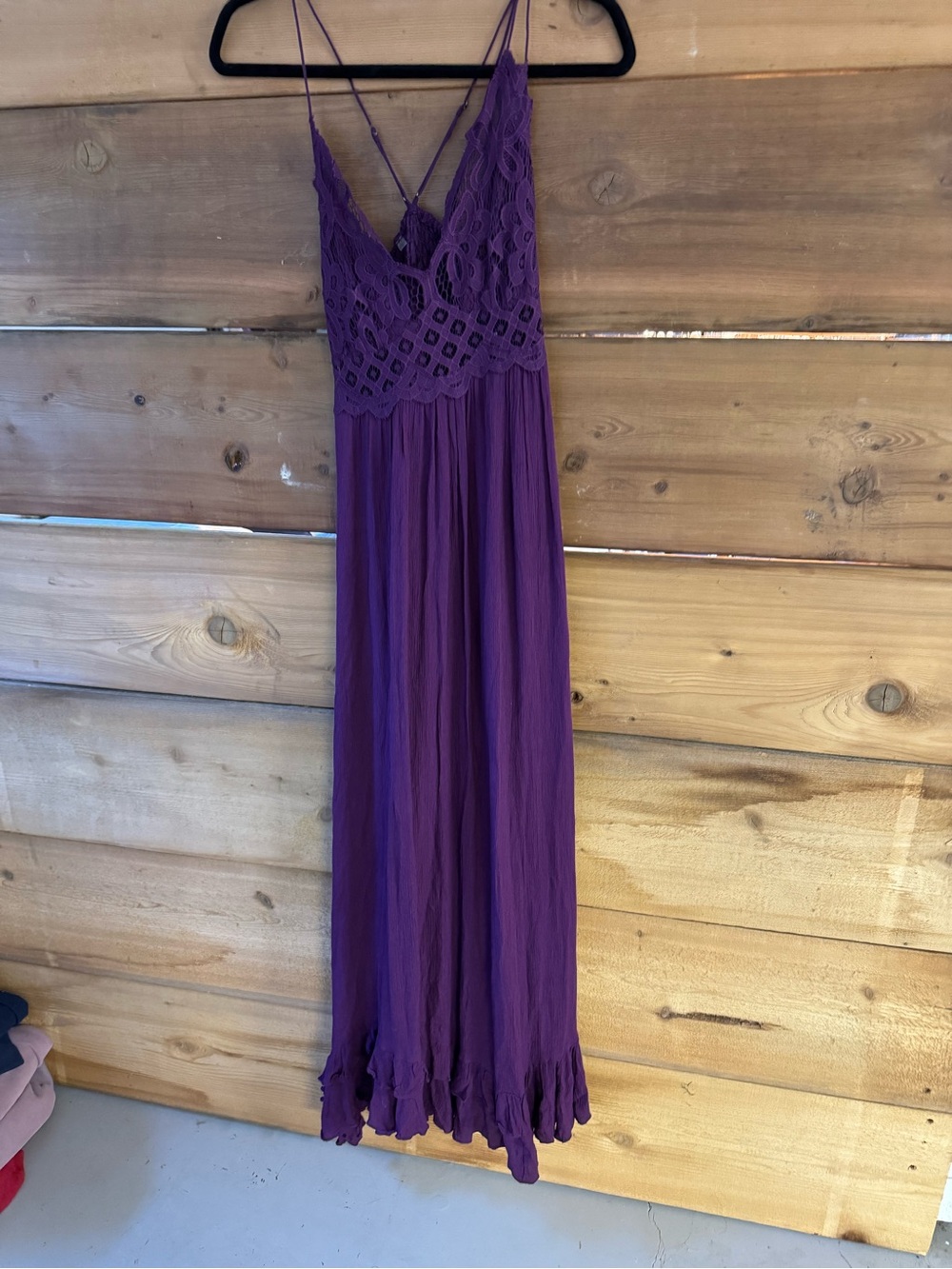 Free People One- Purple Textured Crochet-Style Maxi Dress